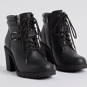 Torrid Lace-Up Hiker Heel Boots 9.5W